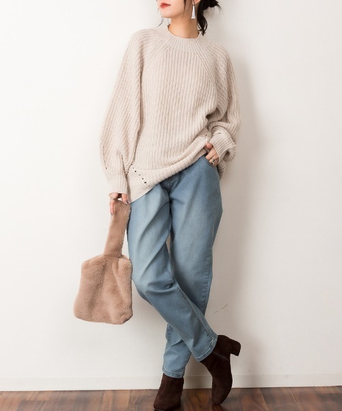 atONE(アットワン)の「atONE ウエストゴムテーパードデニムパンツ(デニムパンツ・レディース・ブルー/ワンウォッシュ/ネイビー・M/LL/L/3L/4L)」の11枚目の写真