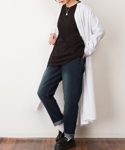 atONE(アットワン)の「atONE ウエストゴムテーパードデニムパンツ(デニムパンツ・レディース・ブルー/ワンウォッシュ/ネイビー・M/LL/L/3L/4L)」の8枚目の写真