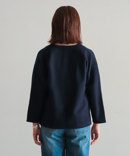 NOMBRE IMPAIR(ノンブルアンペール)の「TC変わり編み ワイドカーデ(カーディガン/ボレロ・レディース・ネイビー×ホワイト/ネイビー・FREE)」の13枚目の写真