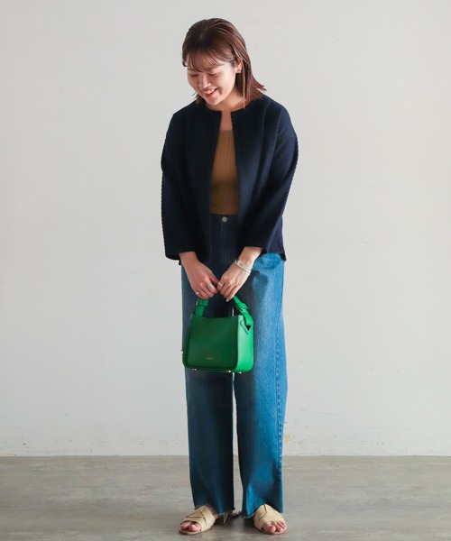 NOMBRE IMPAIR(ノンブルアンペール)の「TC変わり編み ワイドカーデ(カーディガン/ボレロ・レディース・ネイビー×ホワイト/ネイビー・FREE)」の6枚目の写真