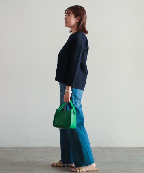 NOMBRE IMPAIR(ノンブルアンペール)の「TC変わり編み ワイドカーデ(カーディガン/ボレロ・レディース・ネイビー×ホワイト/ネイビー・FREE)」の7枚目の写真