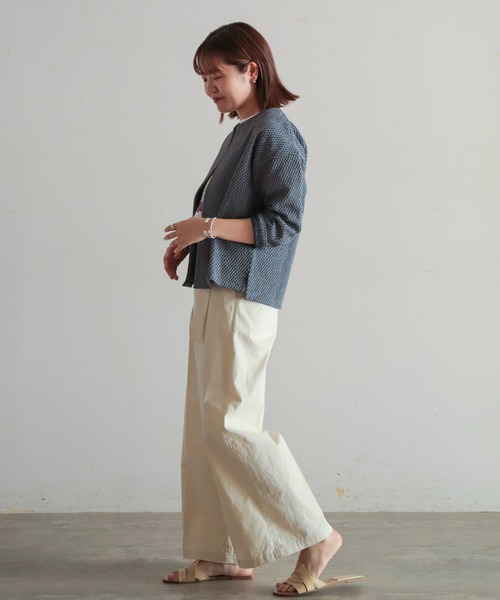 NOMBRE IMPAIR(ノンブルアンペール)の「TC変わり編み ワイドカーデ(カーディガン/ボレロ・レディース・ネイビー×ホワイト/ネイビー・FREE)」の5枚目の写真