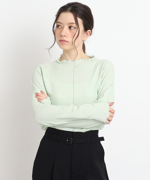 Cutie Blonde（キューティーブロンド）の「◆伸縮性ありで着やすい！ メローインナー（Tシャツ/カットソー・レディース・ホワイト系/ブラック/ライトグリーン・01/02/03）」の3枚目の写真