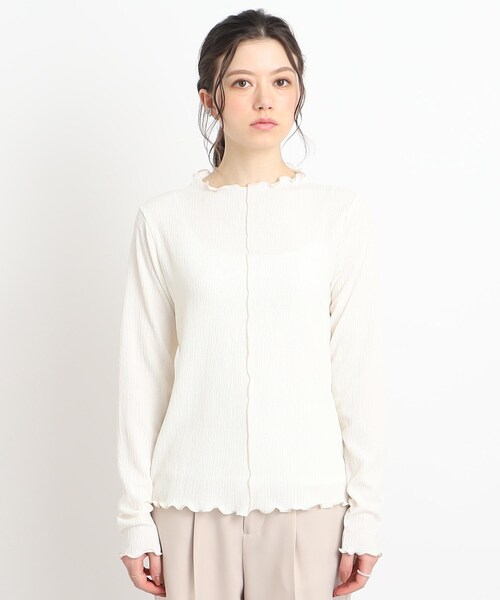 Cutie Blonde（キューティーブロンド）の「◆伸縮性ありで着やすい！ メローインナー（Tシャツ/カットソー・レディース・ホワイト系/ブラック/ライトグリーン・01/02/03）」の4枚目の写真