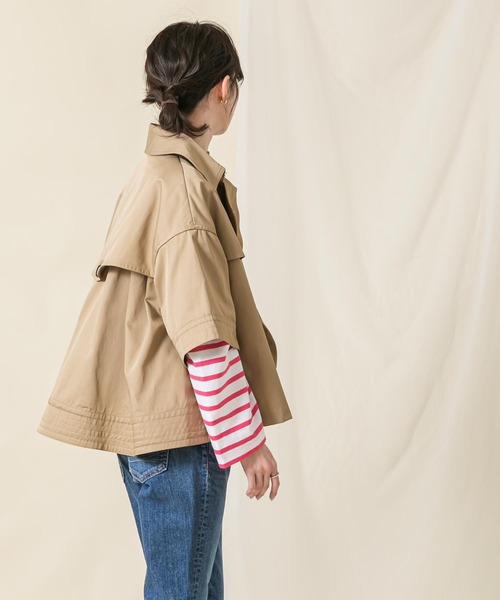 新品　未使用　RISLEY ショートトレンチコート　肩掛けトレンチ　ベージュ Risley（リズレー）の「レイヤードセットショートトレンチコート