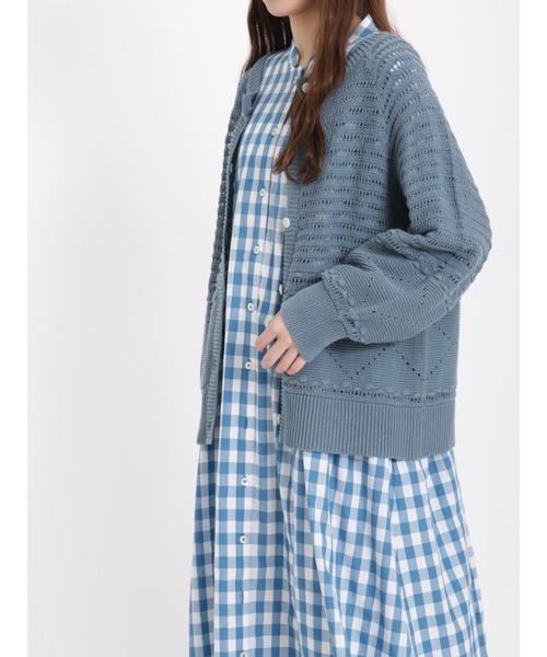 sm2rhythm（サマンサモスモスリズム）の「透かし編み前後着カーディガン（カーディガン/ボレロ・レディース・ブラック/グリーン/キナリ・ﾌﾘ-）」の3枚目の写真