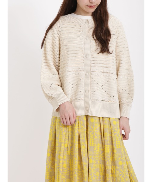 sm2rhythm（サマンサモスモスリズム）の「透かし編み前後着カーディガン（カーディガン/ボレロ・レディース・ブラック/グリーン/キナリ・ﾌﾘ-）」の14枚目の写真