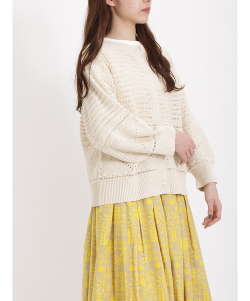 sm2rhythm（サマンサモスモスリズム）の「透かし編み前後着カーディガン（カーディガン/ボレロ・レディース・ブラック/グリーン/キナリ・ﾌﾘ-）」の13枚目の写真