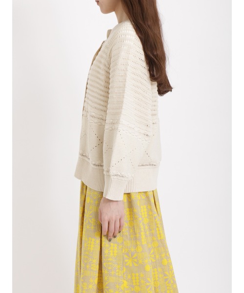 sm2rhythm（サマンサモスモスリズム）の「透かし編み前後着カーディガン（カーディガン/ボレロ・レディース・ブラック/グリーン/キナリ・ﾌﾘ-）」の11枚目の写真
