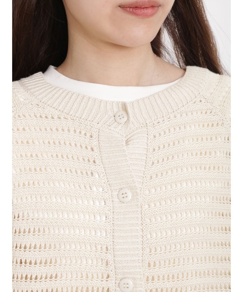 sm2rhythm（サマンサモスモスリズム）の「透かし編み前後着カーディガン（カーディガン/ボレロ・レディース・ブラック/グリーン/キナリ・ﾌﾘ-）」の9枚目の写真