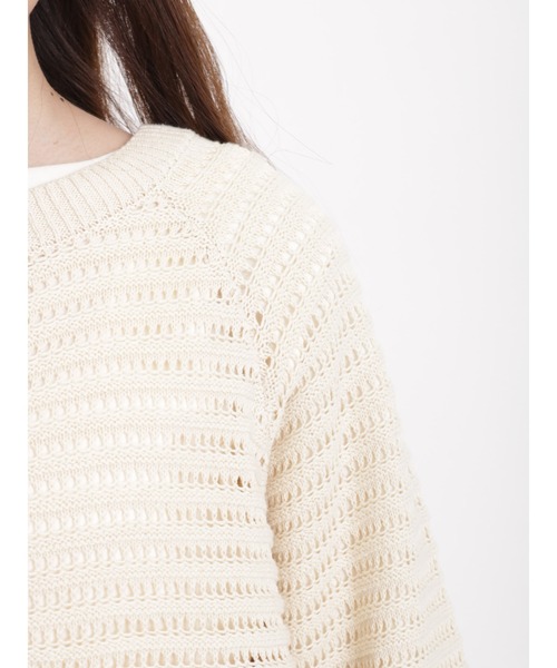 sm2rhythm（サマンサモスモスリズム）の「透かし編み前後着カーディガン（カーディガン/ボレロ・レディース・ブラック/グリーン/キナリ・ﾌﾘ-）」の8枚目の写真