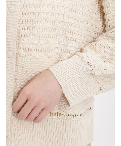 sm2rhythm（サマンサモスモスリズム）の「透かし編み前後着カーディガン（カーディガン/ボレロ・レディース・ブラック/グリーン/キナリ・ﾌﾘ-）」の7枚目の写真