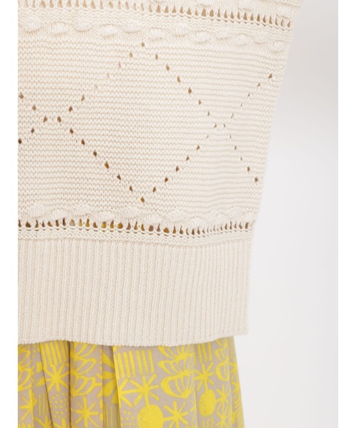 sm2rhythm（サマンサモスモスリズム）の「透かし編み前後着カーディガン（カーディガン/ボレロ・レディース・ブラック/グリーン/キナリ・ﾌﾘ-）」の6枚目の写真