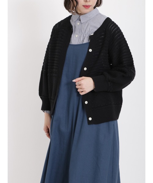 sm2rhythm（サマンサモスモスリズム）の「透かし編み前後着カーディガン（カーディガン/ボレロ・レディース・ブラック/グリーン/キナリ・ﾌﾘ-）」の18枚目の写真