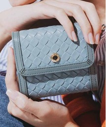 IEDIT | ＩＥＤＩＴ×Ｙ’ＳＡＣＣＳ　本革づかいのメッシュ風二つ折り財布〈ネモフィラブルー〉(財布)