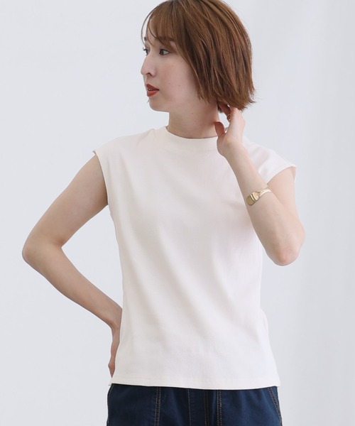 ElegChic（エレグシック）の「フレンチスリーブリブカットソー（Tシャツ/カットソー・レディース・ブラック/オフホワイト/ベージュ・M/XL/4L）」の4枚目の写真