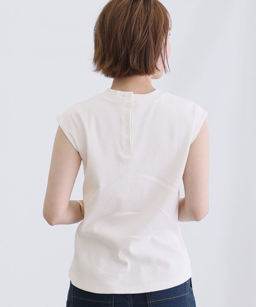 ElegChic（エレグシック）の「フレンチスリーブリブカットソー（Tシャツ/カットソー・レディース・ブラック/オフホワイト/ベージュ・M/XL/4L）」の6枚目の写真