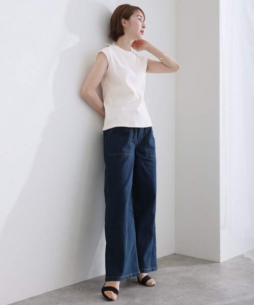 ElegChic（エレグシック）の「フレンチスリーブリブカットソー（Tシャツ/カットソー・レディース・ブラック/オフホワイト/ベージュ・M/XL/4L）」の7枚目の写真
