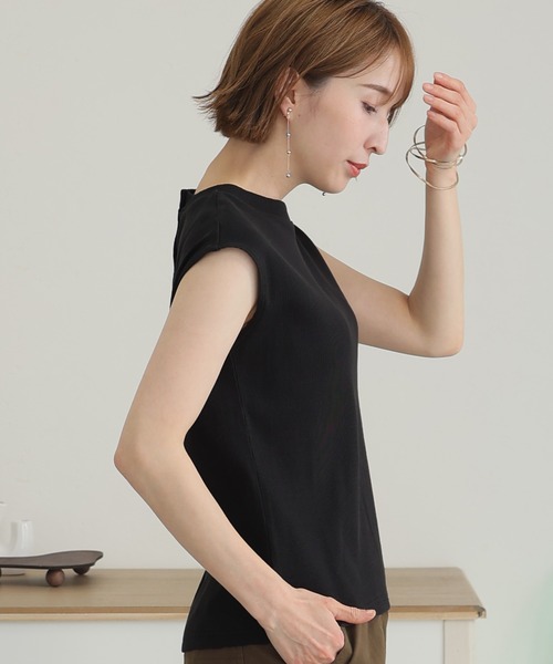 ElegChic（エレグシック）の「フレンチスリーブリブカットソー（Tシャツ/カットソー・レディース・ブラック/オフホワイト/ベージュ・M/XL/4L）」の9枚目の写真