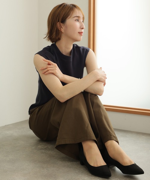 ElegChic（エレグシック）の「フレンチスリーブリブカットソー（Tシャツ/カットソー・レディース・ブラック/オフホワイト/ベージュ・M/XL/4L）」の11枚目の写真