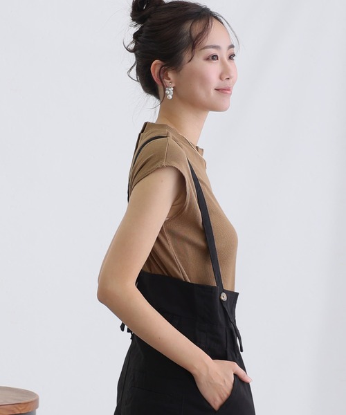 ElegChic（エレグシック）の「フレンチスリーブリブカットソー（Tシャツ/カットソー・レディース・ブラック/オフホワイト/ベージュ・M/XL/4L）」の13枚目の写真