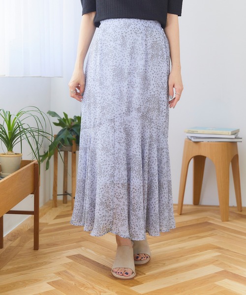 CROSSPLUS ONLINE(クロスプラスオンライン)の「【Oeillet】シフォンマーメイドスカート(ウイエ)(スカート・レディース・ブラック/グリーン/ラベンダー・M/L/LL)」の3枚目の写真