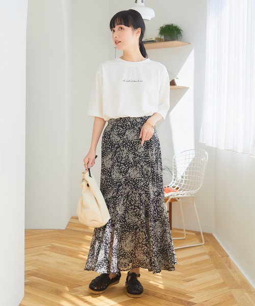 CROSSPLUS ONLINE(クロスプラスオンライン)の「【Oeillet】シフォンマーメイドスカート(ウイエ)(スカート・レディース・ブラック/グリーン/ラベンダー・M/L/LL)」の6枚目の写真