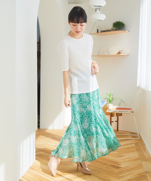 CROSSPLUS ONLINE(クロスプラスオンライン)の「【Oeillet】シフォンマーメイドスカート(ウイエ)(スカート・レディース・ブラック/グリーン/ラベンダー・M/L/LL)」の14枚目の写真