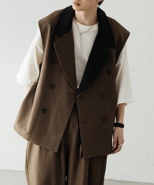 epnok(エプノック)の「ダブルレイヤードジレベスト(ベスト・メンズ・ブラック/カーキ/ベージュ・SMALL/MEDIUM/LARGE)」の3枚目の写真