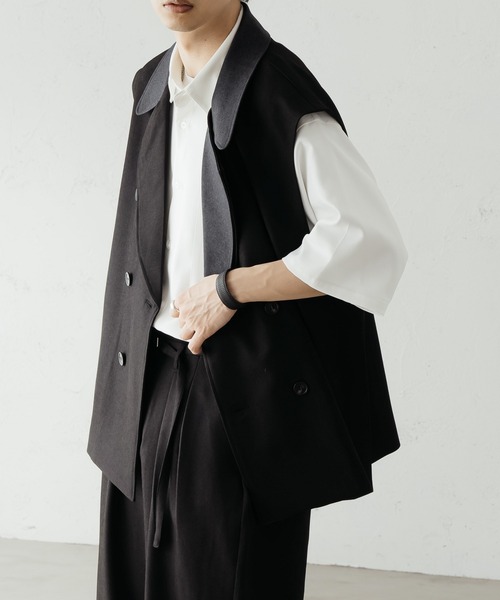 epnok(エプノック)の「ダブルレイヤードジレベスト(ベスト・メンズ・ブラック/カーキ/ベージュ・SMALL/MEDIUM/LARGE)」の6枚目の写真