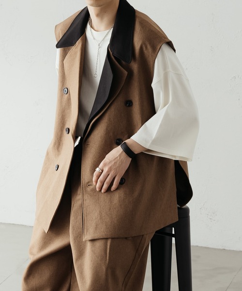 epnok(エプノック)の「ダブルレイヤードジレベスト(ベスト・メンズ・ブラック/カーキ/ベージュ・SMALL/MEDIUM/LARGE)」の15枚目の写真