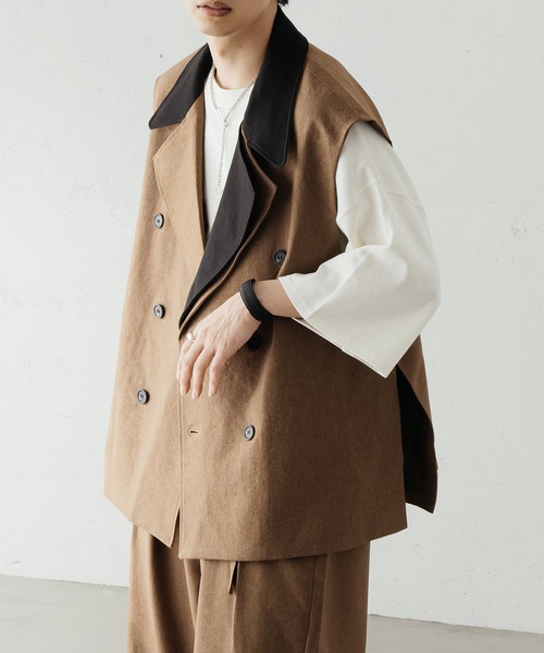 epnok(エプノック)の「ダブルレイヤードジレベスト(ベスト・メンズ・ブラック/カーキ/ベージュ・SMALL/MEDIUM/LARGE)」の9枚目の写真