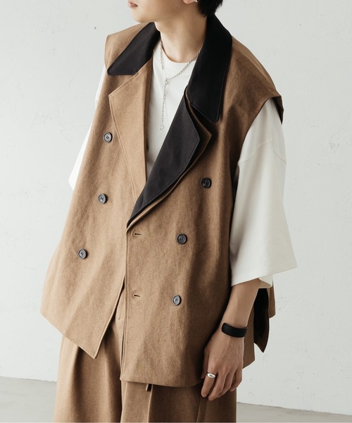 epnok(エプノック)の「ダブルレイヤードジレベスト(ベスト・メンズ・ブラック/カーキ/ベージュ・SMALL/MEDIUM/LARGE)」の19枚目の写真
