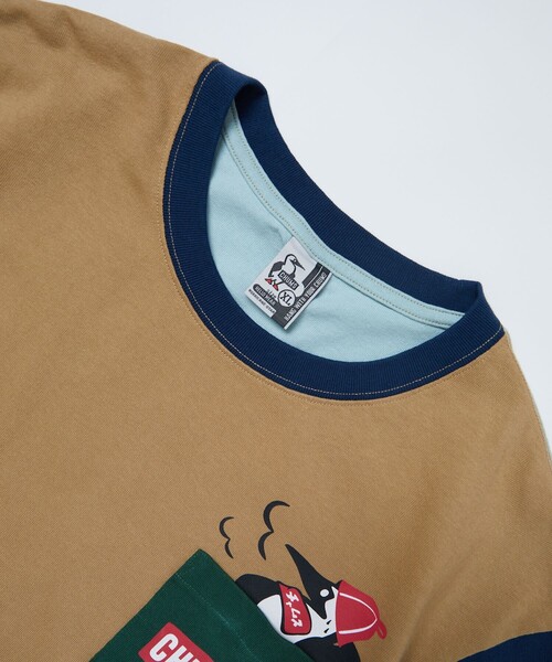 CHUMS（チャムス）の「CHUMS×FREAK'S STORE Design by SAUVENIR/チャムス× フリークスストア デザイン by サウベニア 別注 ブービーバード ポケット付き クルーネック Tシャツ（Tシャツ/カットソー・メンズ・ホワイト/ブラック/サックスブルー/その他9・X-LARGE/SMALL/MEDIUM/LARGE）」の6枚目の写真