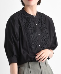 ヨークレースバンドカラーシャツ