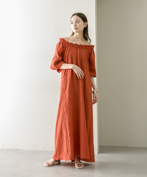 極美品 ミスティック ボリュームスリーブロングワンピース