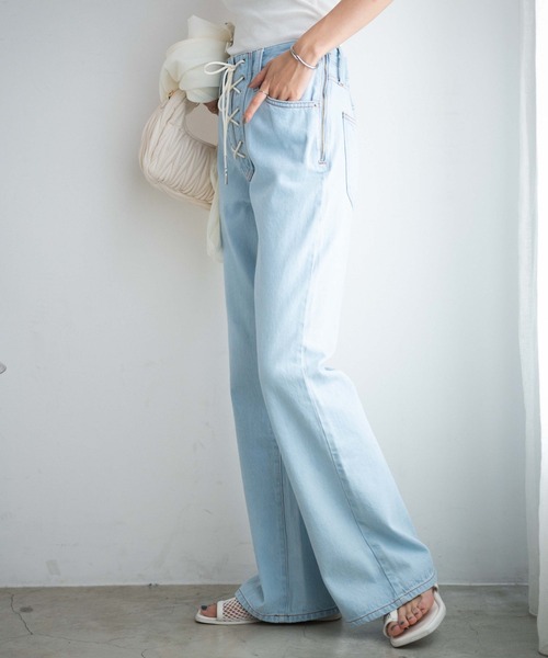 WEGO（ウィゴー）の「WEGO/レースアップフレアパンツ（デニムパンツ・レディース・インディゴブルー/ライトインディゴブルー・SMALL/MEDIUM）」の16枚目の写真