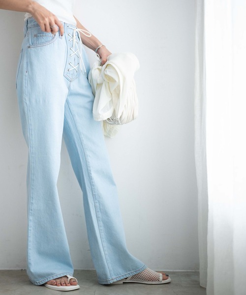 WEGO（ウィゴー）の「WEGO/レースアップフレアパンツ（デニムパンツ・レディース・インディゴブルー/ライトインディゴブルー・SMALL/MEDIUM）」の18枚目の写真