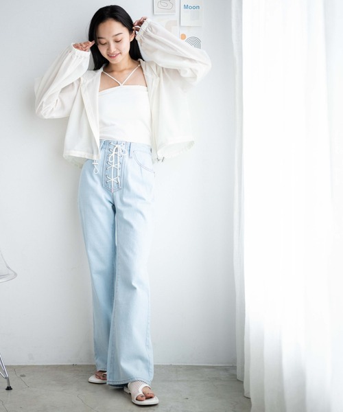 WEGO（ウィゴー）の「WEGO/レースアップフレアパンツ（デニムパンツ・レディース・インディゴブルー/ライトインディゴブルー・SMALL/MEDIUM）」の19枚目の写真