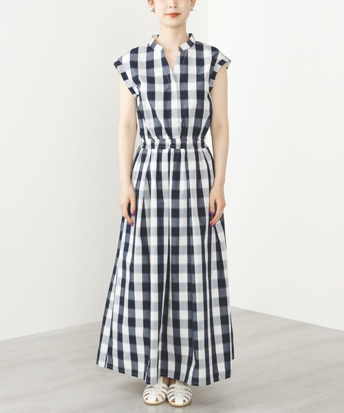 BEAMS HEART（ビームスハート）の「BEAMS HEART / チェックスキッパー ロングワンピース（ワンピース・レディース・ネイビー/ブラウン・SMALL/MEDIUM）」の11枚目の写真