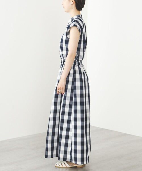 BEAMS HEART（ビームスハート）の「BEAMS HEART / チェックスキッパー ロングワンピース（ワンピース・レディース・ネイビー/ブラウン・SMALL/MEDIUM）」の8枚目の写真