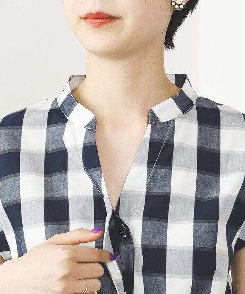 BEAMS HEART（ビームスハート）の「BEAMS HEART / チェックスキッパー ロングワンピース（ワンピース・レディース・ネイビー/ブラウン・SMALL/MEDIUM）」の13枚目の写真