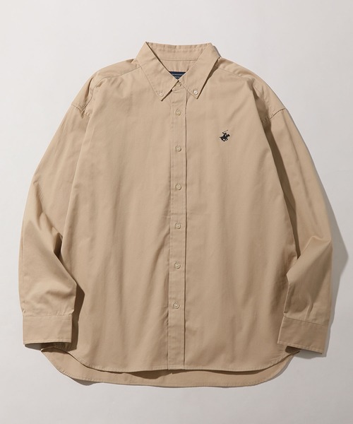 BEVERLY HILLS POLO CLUB（ビバリーヒルズポロクラブ）の「【Beverly Hills Polo Club/ビバリーヒルズポロクラブ】ワンポイント刺繍 ボタンダウン長袖シャツ/カーボンピーチツイル デニム（シャツ/ブラウス・メンズ・ブルー系その他2/イエロー系その他/ライトインディゴブルー/ブルー系その他/スミクロ/ダークインディゴブルー/ネイビー/ベージュ/ベージュ系その他/ホワイト/ブルー/ブルー系その他3・LL/L/M）」の4枚目の写真