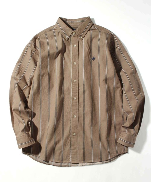 BEVERLY HILLS POLO CLUB（ビバリーヒルズポロクラブ）の「【Beverly Hills Polo Club/ビバリーヒルズポロクラブ】ワンポイント刺繍 ボタンダウン長袖シャツ/カーボンピーチツイル デニム（シャツ/ブラウス・メンズ・ブルー系その他2/イエロー系その他/ライトインディゴブルー/ブルー系その他/スミクロ/ダークインディゴブルー/ネイビー/ベージュ/ベージュ系その他/ホワイト/ブルー/ブルー系その他3・LL/L/M）」の5枚目の写真