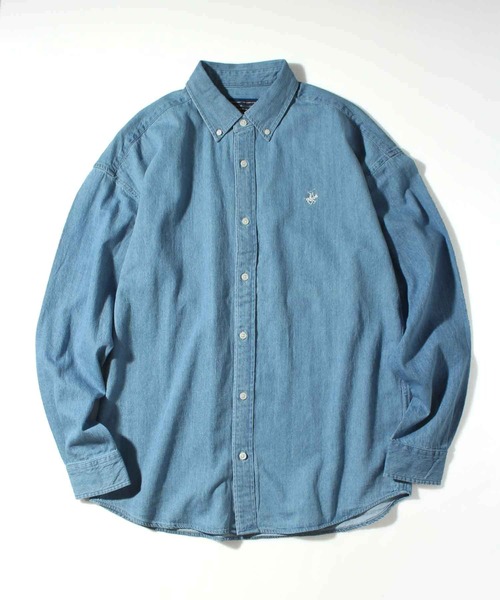 BEVERLY HILLS POLO CLUB（ビバリーヒルズポロクラブ）の「【Beverly Hills Polo Club/ビバリーヒルズポロクラブ】ワンポイント刺繍 ボタンダウン長袖シャツ/カーボンピーチツイル デニム（シャツ/ブラウス・メンズ・ブルー系その他2/イエロー系その他/ライトインディゴブルー/ブルー系その他/スミクロ/ダークインディゴブルー/ネイビー/ベージュ/ベージュ系その他/ホワイト/ブルー/ブルー系その他3・LL/L/M）」の8枚目の写真