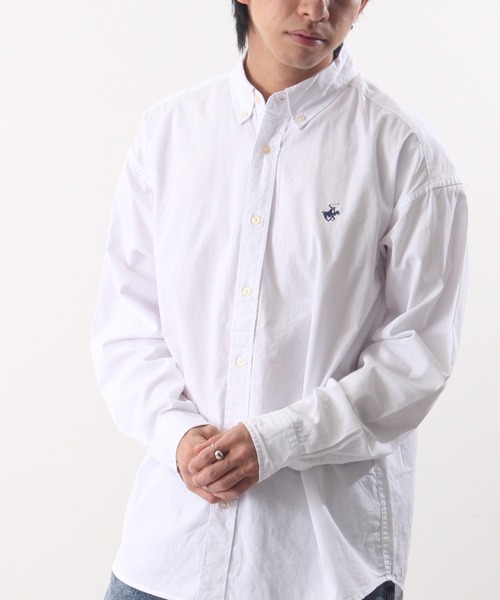 BEVERLY HILLS POLO CLUB（ビバリーヒルズポロクラブ）の「【Beverly Hills Polo Club/ビバリーヒルズポロクラブ】ワンポイント刺繍 ボタンダウン長袖シャツ/カーボンピーチツイル デニム（シャツ/ブラウス・メンズ・ブルー系その他2/イエロー系その他/ライトインディゴブルー/ブルー系その他/スミクロ/ダークインディゴブルー/ネイビー/ベージュ/ベージュ系その他/ホワイト/ブルー/ブルー系その他3・LL/L/M）」の13枚目の写真