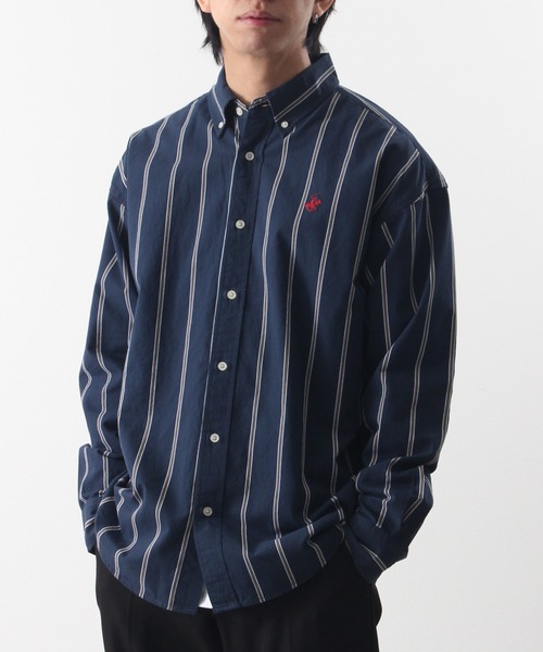 BEVERLY HILLS POLO CLUB（ビバリーヒルズポロクラブ）の「【Beverly Hills Polo Club/ビバリーヒルズポロクラブ】ワンポイント刺繍 ボタンダウン長袖シャツ/カーボンピーチツイル デニム（シャツ/ブラウス・メンズ・ブルー系その他2/イエロー系その他/ライトインディゴブルー/ブルー系その他/スミクロ/ダークインディゴブルー/ネイビー/ベージュ/ベージュ系その他/ホワイト/ブルー/ブルー系その他3・LL/L/M）」の22枚目の写真