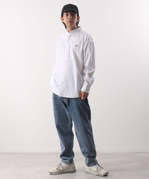 BEVERLY HILLS POLO CLUB（ビバリーヒルズポロクラブ）の「【Beverly Hills Polo Club/ビバリーヒルズポロクラブ】ワンポイント刺繍 ボタンダウン長袖シャツ/カーボンピーチツイル デニム（シャツ/ブラウス・メンズ・ブルー系その他2/イエロー系その他/ライトインディゴブルー/ブルー系その他/スミクロ/ダークインディゴブルー/ネイビー/ベージュ/ベージュ系その他/ホワイト/ブルー/ブルー系その他3・LL/L/M）」の16枚目の写真