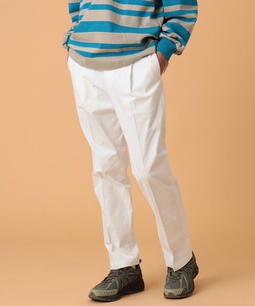 BEAMS LIGHTS（ビームスライツ）の「BEAMS LIGHTS / 1プリーツ ストレッチサテン ベーシック スラックス（スラックス・メンズ・オフホワイト/ベージュ/ネイビー・MEDIUM/LARGE/X-LARGE/SMALL）」の5枚目の写真