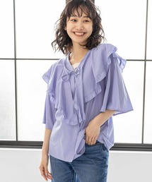 ラッフルカラー２WAYフレアブラウス
